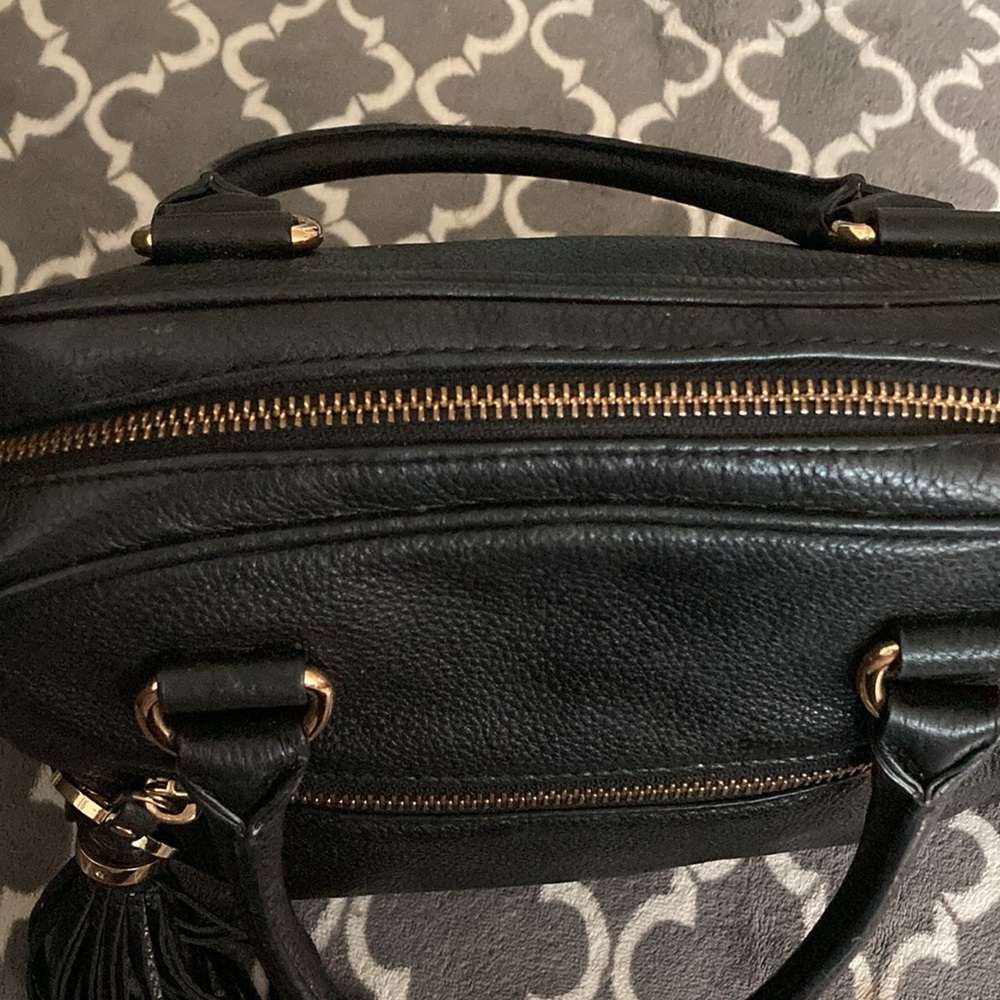 Michael Kors Black Leather Satchel with Gold Accents - Picture 4 of 11